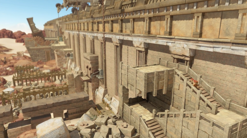 The camera zooms out during one of the game’s desert levels.